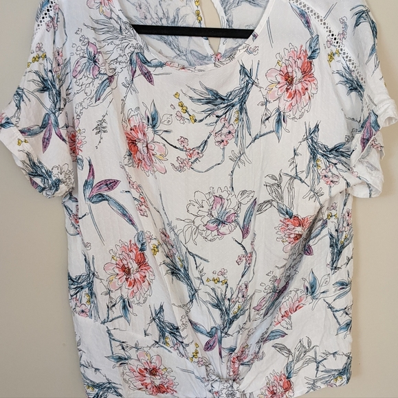 Buffalo David Britton Size Medium Textured Floral Tie Tie Waist Top - Picture 6 of 9